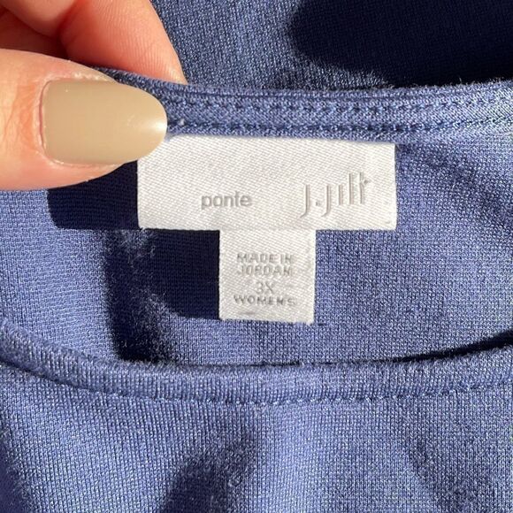 J Jill Extra Blue seamed ponte 3/4 Sleeve Midi Dress, Size X3 - Picture 13 of 14